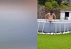 My neighbor was recording me naked on my farm, so I took her inside and filled her with cum.