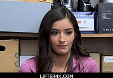 Emily is a shoplifter and she also gives blow job to a police officer