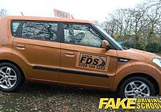 Teen in fake driving school enjoys big tits pov sex