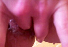 look at this perfect redhead teen's creamy pussy, so inviting