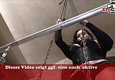 German woman in bondage reaches climax