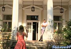 Bigtits Babe Bent Over For Doggystyle And Double Penetration.