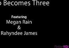 Petite 18+ teen 18+ cutie in hot threesome blowjob action