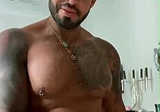 Viktor rom, the tattooed muscular gay stud, dances naked in his solo homemade session before stroking his big black cock to climax