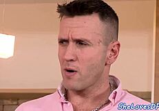 Intense dp screwing for cum tasting curvy babe in group anal session with assfucking.