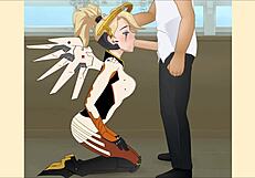 Overwatch mercy in anime hentai deepthroat scene