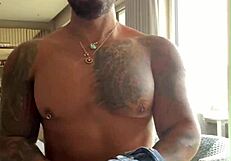 Viktor rom, the tattooed muscular gay stud, dances naked in his solo homemade session before stroking his big black cock to climax