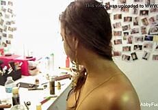 Abigail Mac chats behind the scenes with big tits exposed 😍