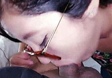 Fair-skinned Mexican slut sucks cock with green eyes