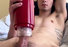 Amateur Strokes Big Cock While Smoking