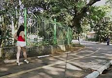 brunette gives blowjob on construction site