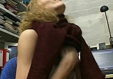 The Blonde Teen Feels LONELY In The OFFICE, Reaching ORGASM Solo