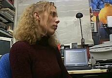 The Blonde Teen Feels LONELY In The OFFICE, Reaching ORGASM Solo