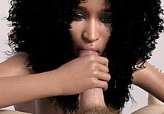 Ebony beauty gives nick intense blowjob massage