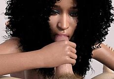 Ebony beauty gives nick intense blowjob massage