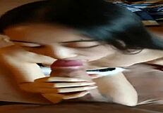 chinese girlfriend sucks big cock and gets facial