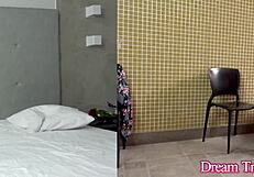 charming shemale nataly souza takes bareback anal creampie