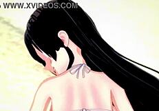 tsuyu froppy feels so excited in her hot bikini, wanting to make love on the beach