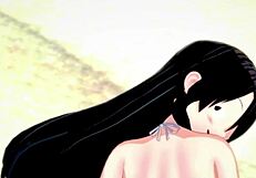 tsuyu froppy feels so excited in her hot bikini, wanting to make love on the beach