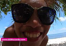 Amateur girlfriend gives deepthroat blowjob in public