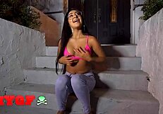 my gf binky beaz is shy but agrees to something outside her new house