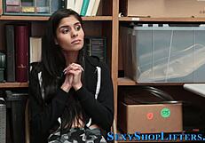 The little shoplifter gets caught and ends up sucking and riding in the store