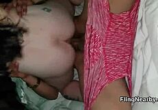 Trailer park girl enjoys riding with friend