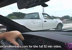 Hot blonde exclaims, 'ride topless in my convertible and flash those tits!'