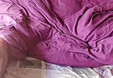 Petite teen's naughty solo play with a pillow and her wet pussy