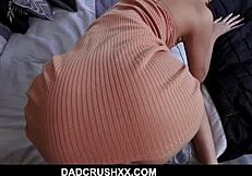 Skinny young black teen Scarlett Bloom rides big cock in POV.