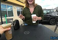 Cumshot and creampie for the slutty girlfriend after a car ride