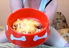 Mistress Spits Food On Slave