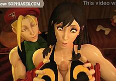 Horny anime fighters strip naked and fuck wildly!