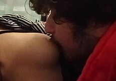 Chatting about sucking tits at an ATM machine in public.