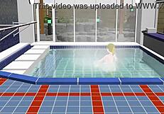 Anime Woman Enjoys Bath In Japanese Public Sento!