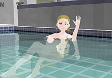 Anime Woman Enjoys Bath In Japanese Public Sento!