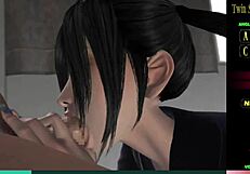 the twin succubus sisters share the same huge dick sucking skills in episode 13