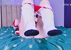 Elf Misato Katsuragi masturbates on Christmas Eve, cumming from double penetration