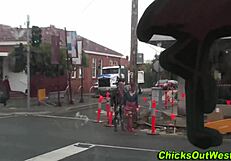 An australian friend licks his plump amateur girlfriend's natural tits in stockings