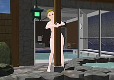 Anime Woman Enjoys Bath In Japanese Public Sento!