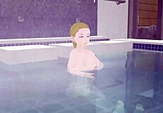 Anime Woman Enjoys Bath In Japanese Public Sento!