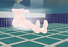 Anime Woman Enjoys Bath In Japanese Public Sento!