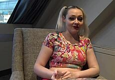 hardfucked british skank bent over in doggystyle and fed dom's jizz