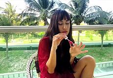 Sexy beauty girl unlocks flawless face makeup secrets