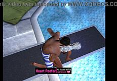 Cartoon Scene Taken at Public Pool Jumping Board