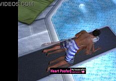 Cartoon Scene Taken at Public Pool Jumping Board