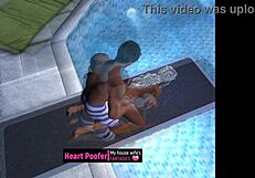 Cartoon Scene Taken at Public Pool Jumping Board