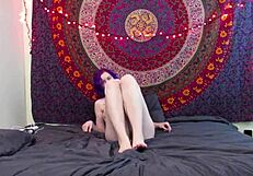Solo girl Lux's sexy strip tease and vibrator play
