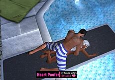 Cartoon Scene Taken at Public Pool Jumping Board