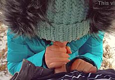 milf bends over for pov blowjob and cum on pussy in dirty pantyhose outdoors